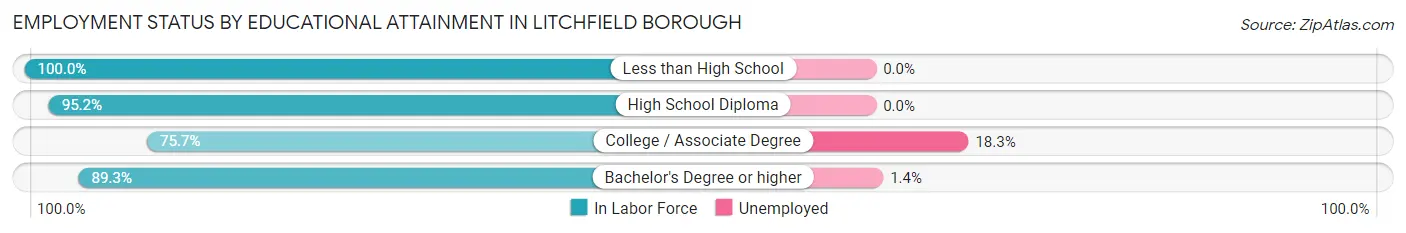 Employment Status by Educational Attainment in Litchfield borough