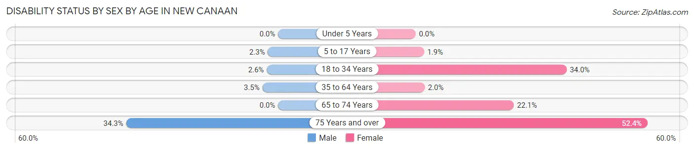 Disability Status by Sex by Age in New Canaan