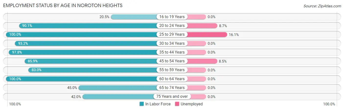 Employment Status by Age in Noroton Heights