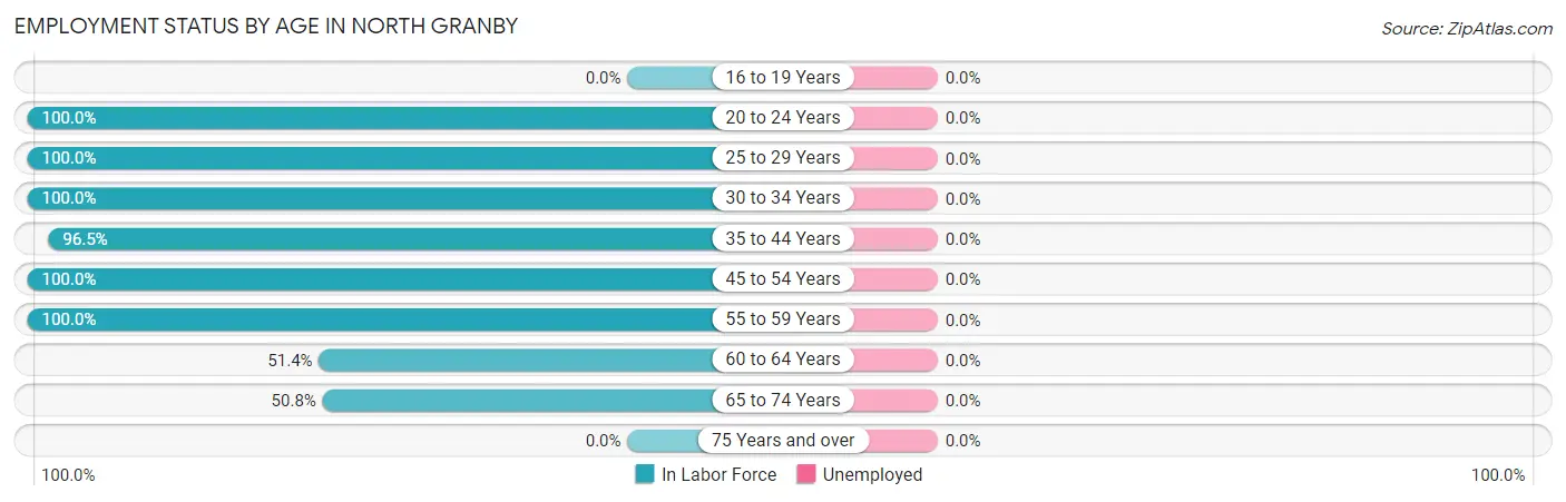 Employment Status by Age in North Granby