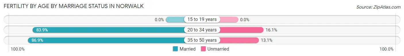 Female Fertility by Age by Marriage Status in Norwalk