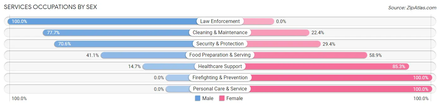 Services Occupations by Sex in Portland