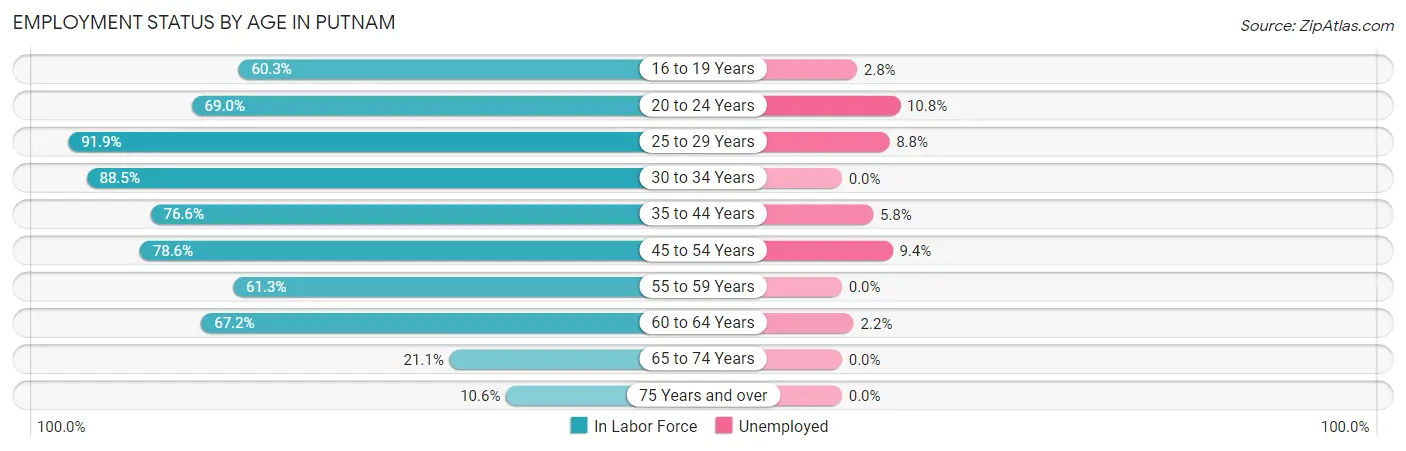 Employment Status by Age in Putnam