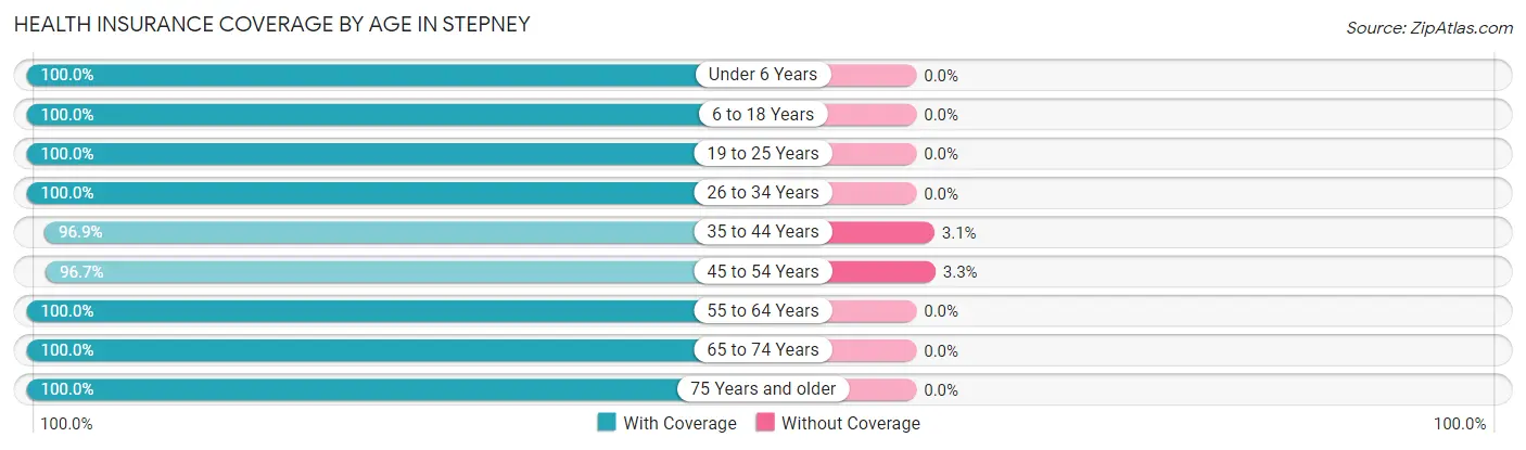 Health Insurance Coverage by Age in Stepney