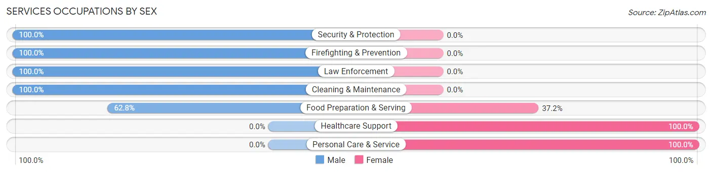 Services Occupations by Sex in Stepney