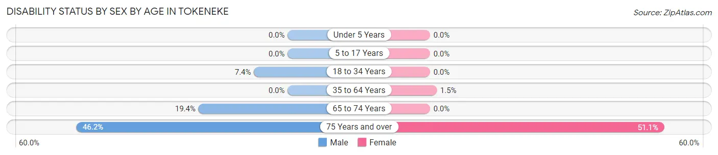 Disability Status by Sex by Age in Tokeneke