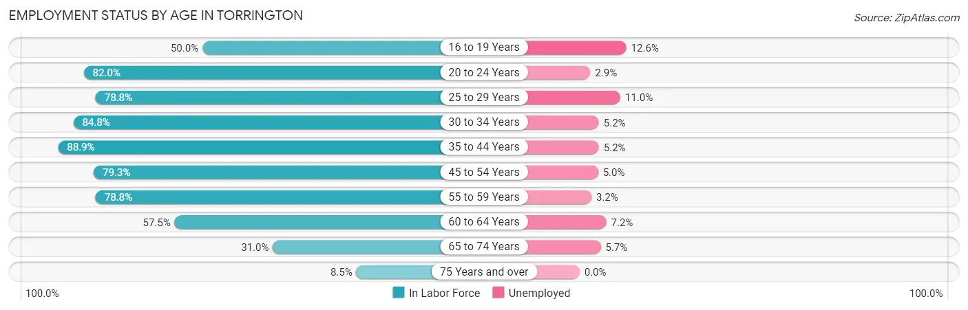 Employment Status by Age in Torrington