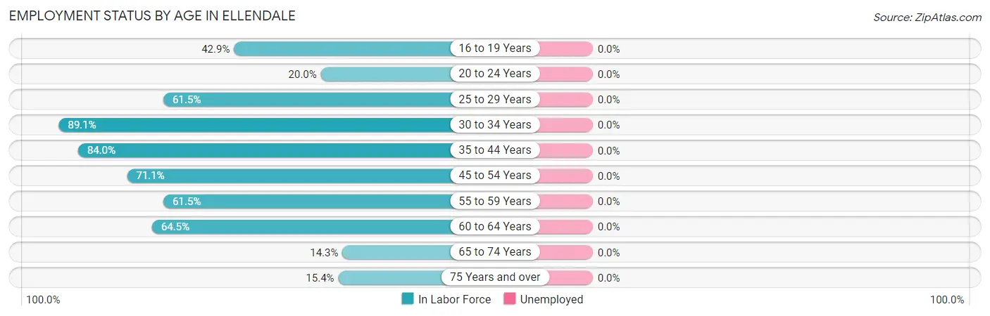Employment Status by Age in Ellendale