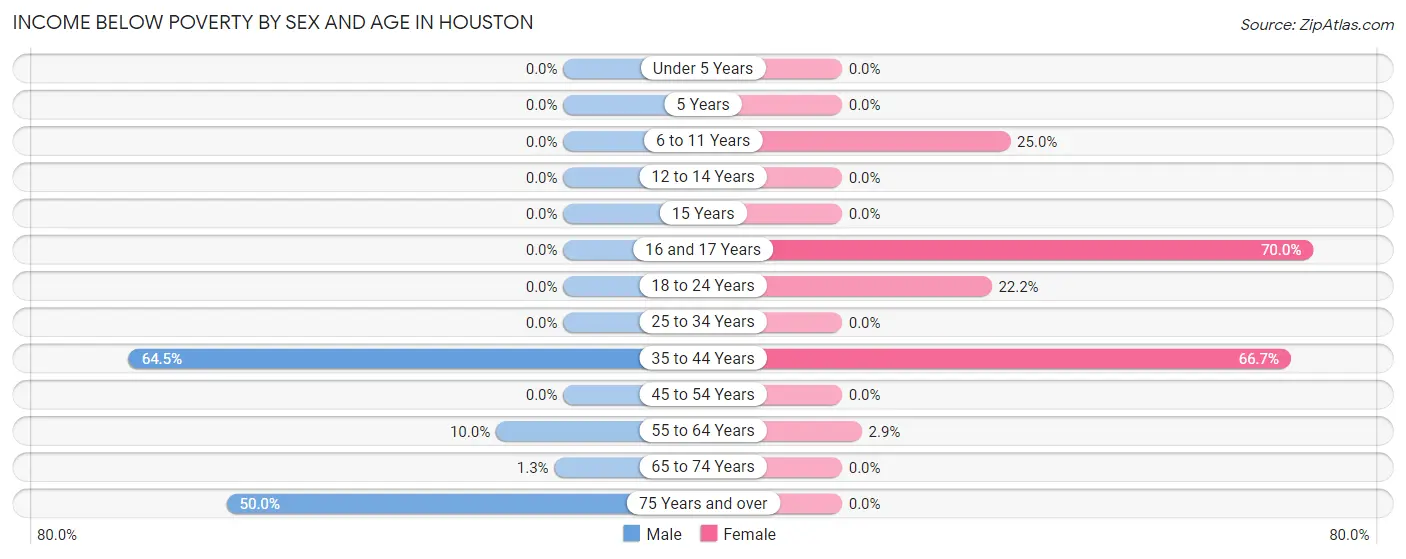 Income Below Poverty by Sex and Age in Houston