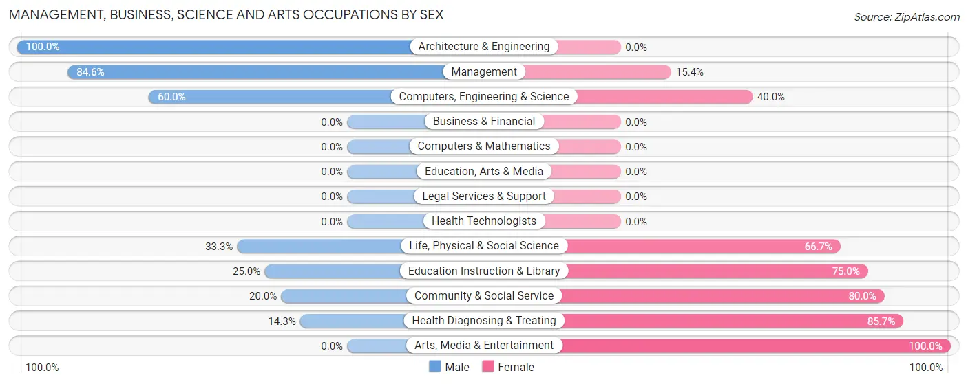 Management, Business, Science and Arts Occupations by Sex in Houston