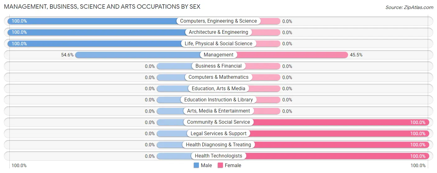 Management, Business, Science and Arts Occupations by Sex in Leipsic