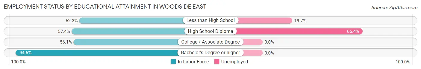 Employment Status by Educational Attainment in Woodside East