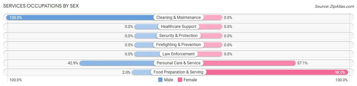 Services Occupations by Sex in Woodside East