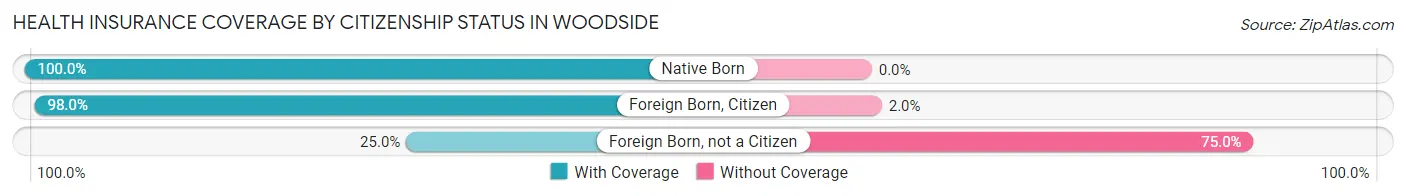Health Insurance Coverage by Citizenship Status in Woodside
