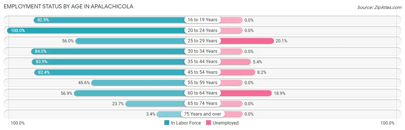 Employment Status by Age in Apalachicola