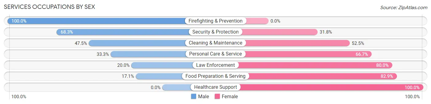 Services Occupations by Sex in Apalachicola
