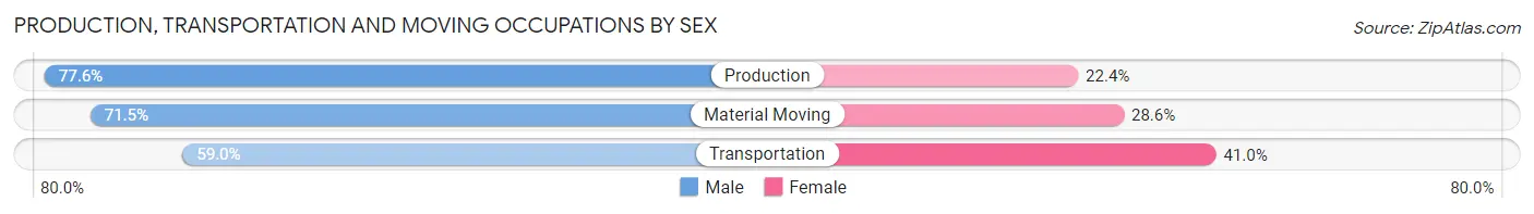 Production, Transportation and Moving Occupations by Sex in Bartow