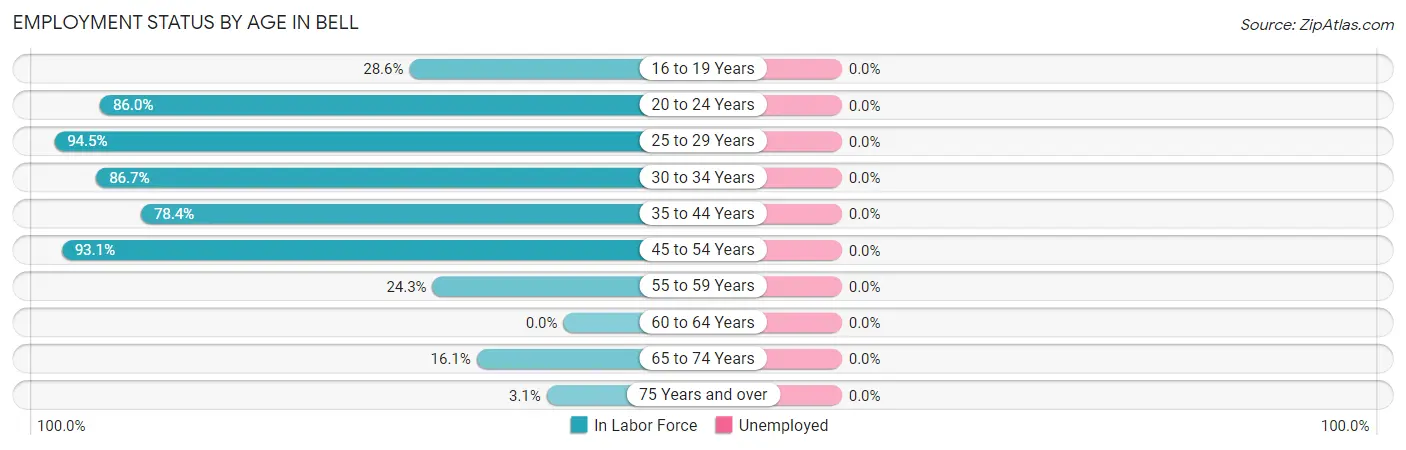 Employment Status by Age in Bell