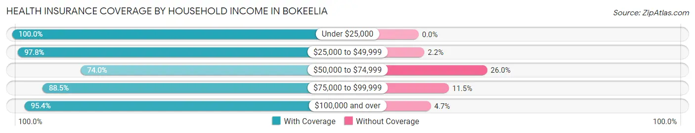 Health Insurance Coverage by Household Income in Bokeelia