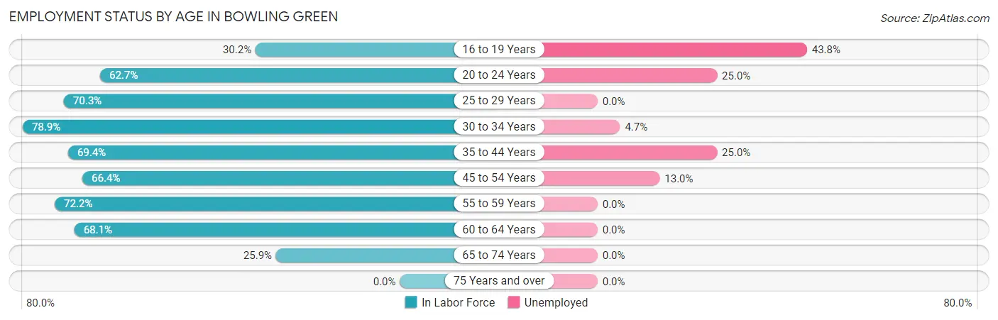 Employment Status by Age in Bowling Green
