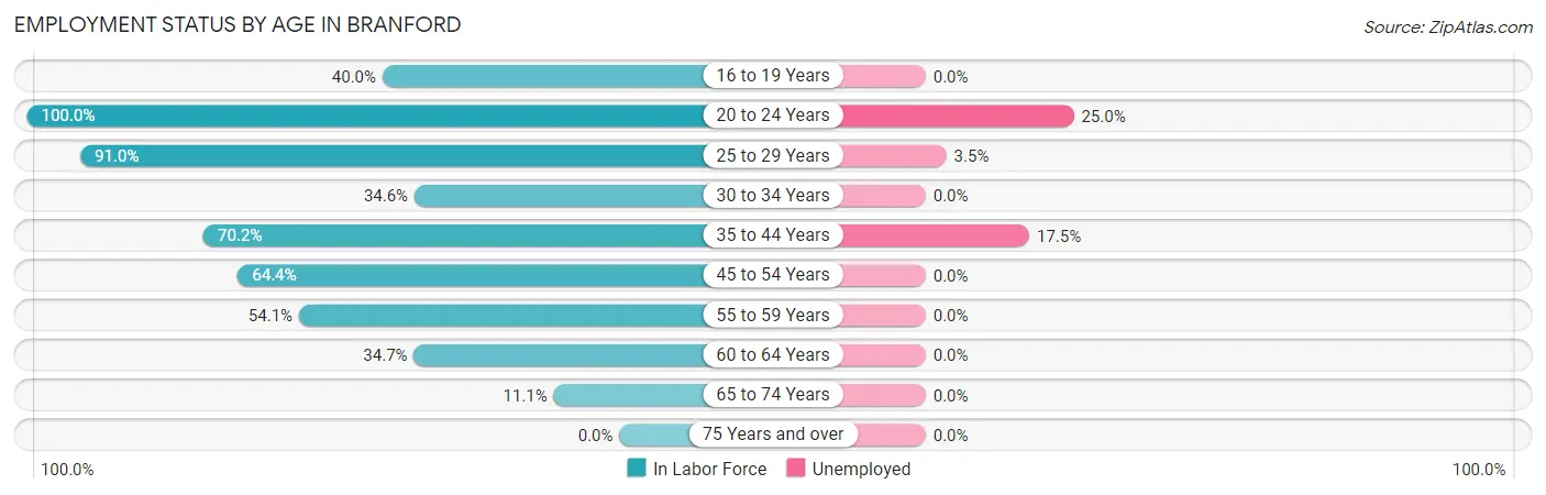 Employment Status by Age in Branford
