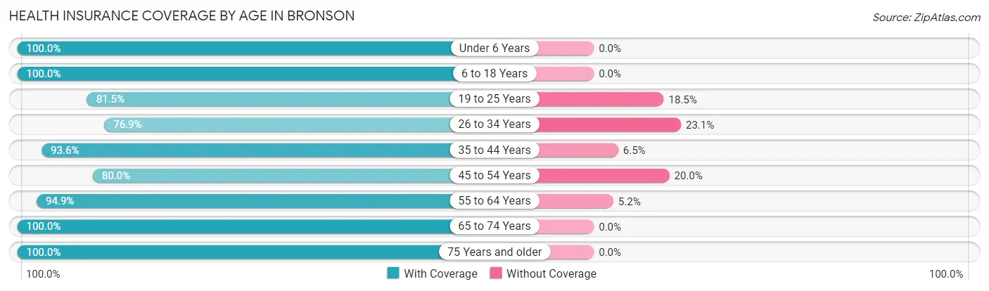 Health Insurance Coverage by Age in Bronson