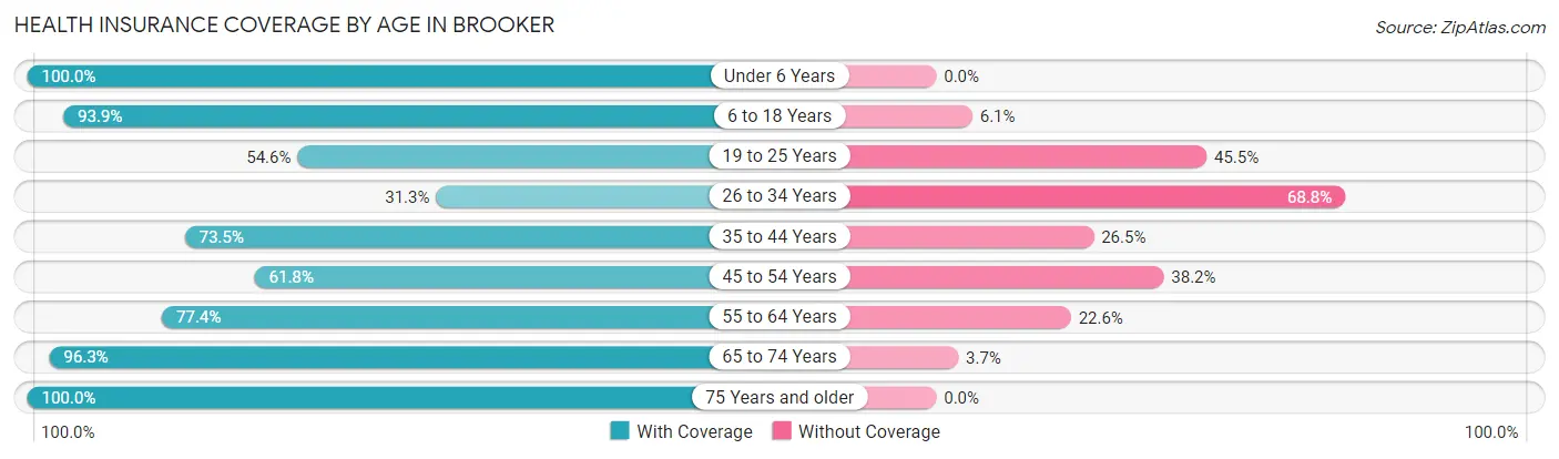 Health Insurance Coverage by Age in Brooker