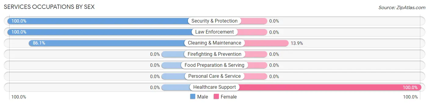 Services Occupations by Sex in Center Hill