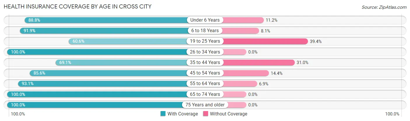 Health Insurance Coverage by Age in Cross City