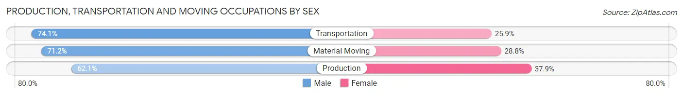 Production, Transportation and Moving Occupations by Sex in Deerfield Beach