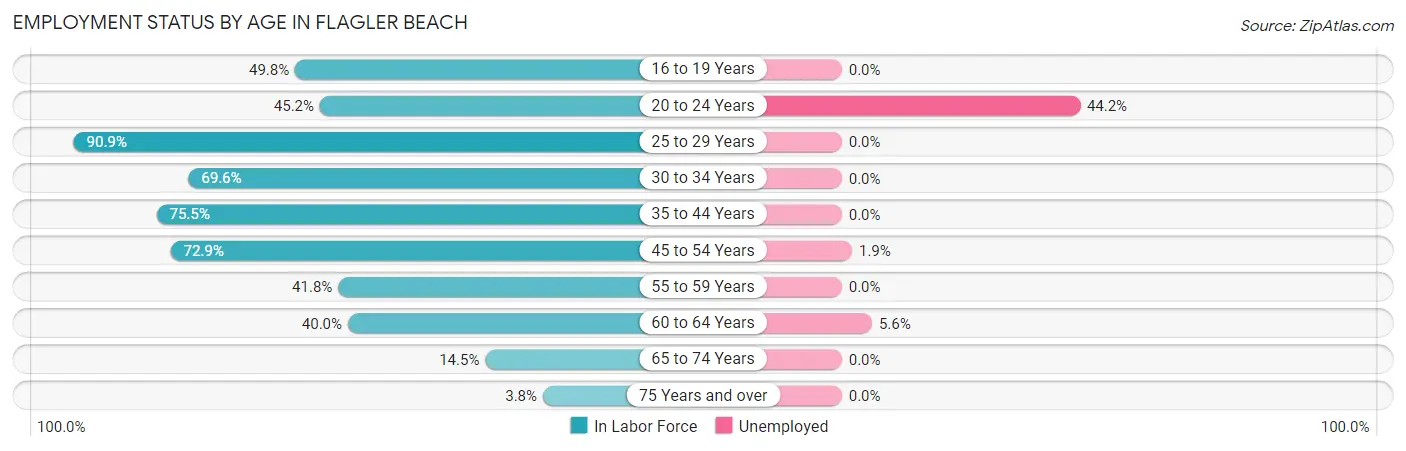 Employment Status by Age in Flagler Beach