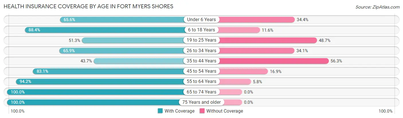 Health Insurance Coverage by Age in Fort Myers Shores