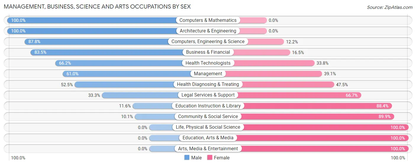 Management, Business, Science and Arts Occupations by Sex in Freeport