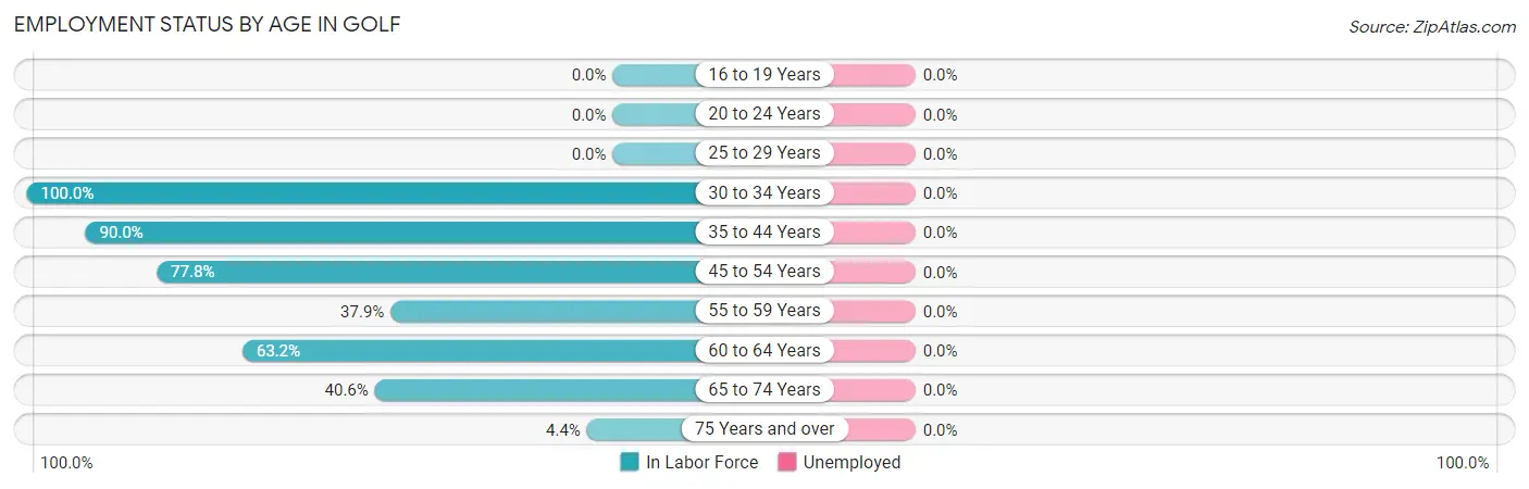 Employment Status by Age in Golf