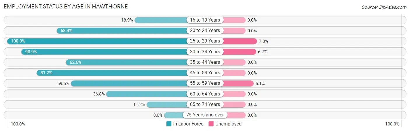 Employment Status by Age in Hawthorne