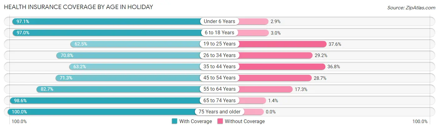 Health Insurance Coverage by Age in Holiday