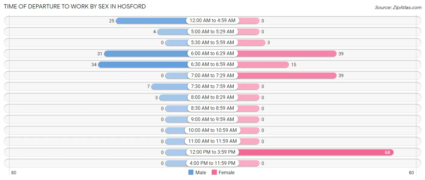 Time of Departure to Work by Sex in Hosford