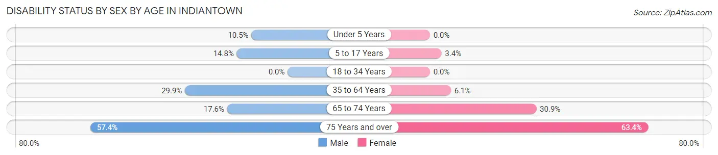 Disability Status by Sex by Age in Indiantown