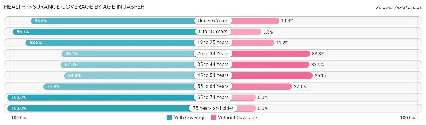 Health Insurance Coverage by Age in Jasper