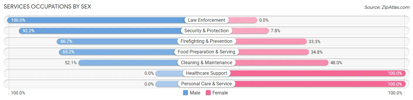 Services Occupations by Sex in Key Biscayne