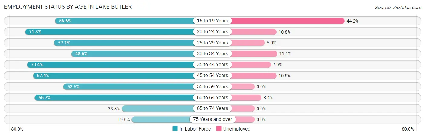 Employment Status by Age in Lake Butler