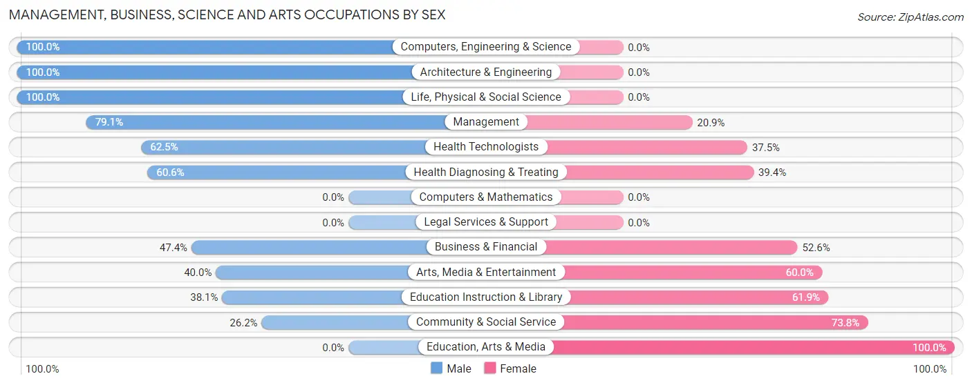 Management, Business, Science and Arts Occupations by Sex in Lake Butler