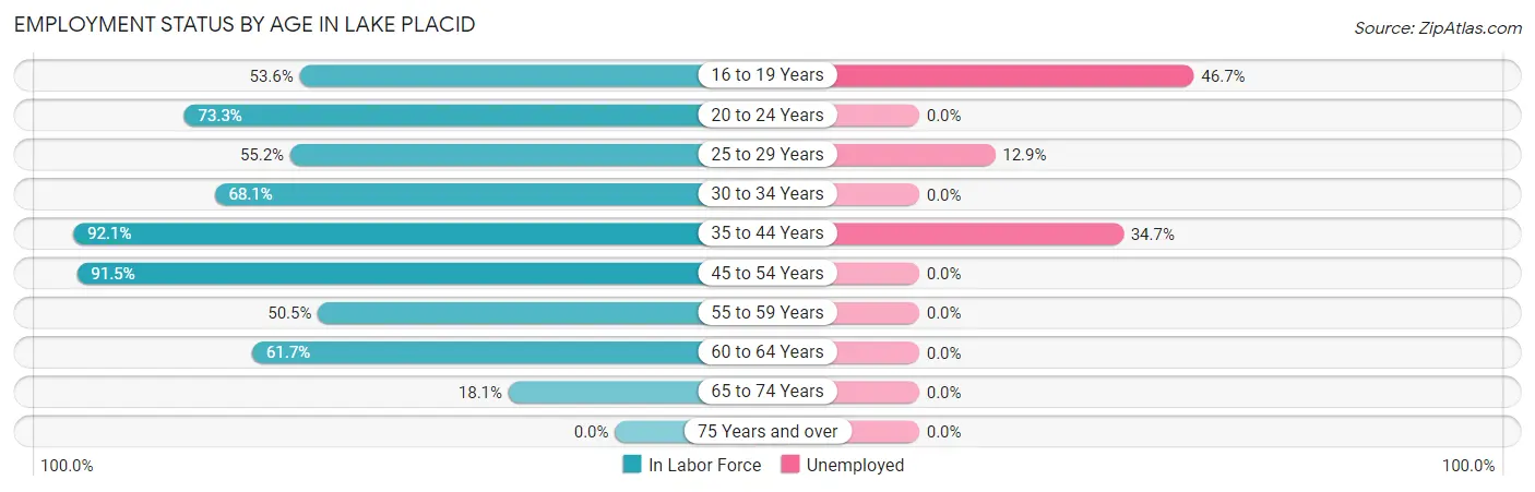 Employment Status by Age in Lake Placid