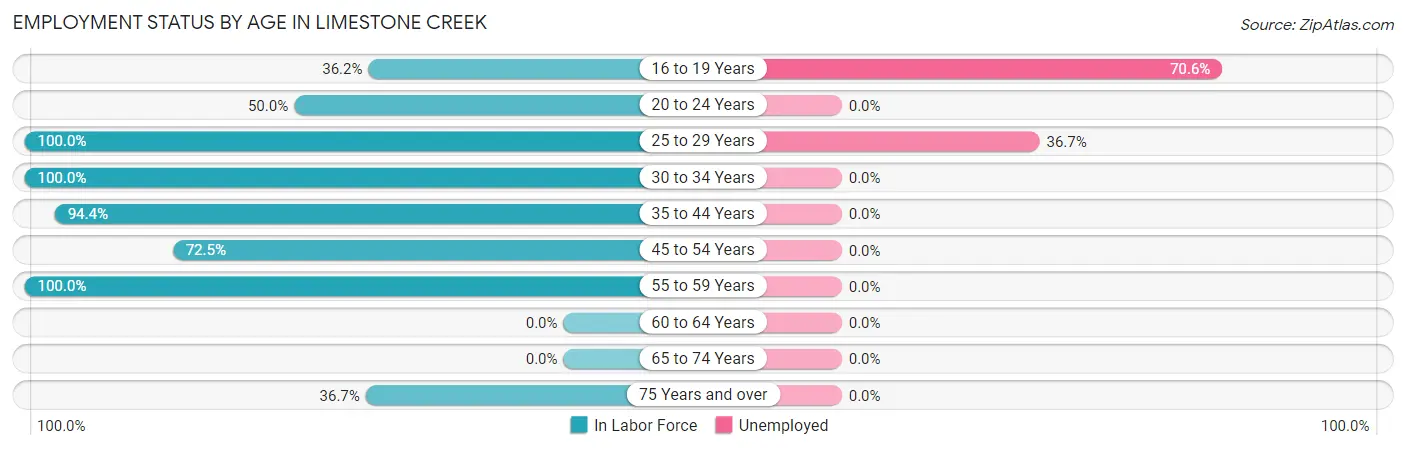 Employment Status by Age in Limestone Creek