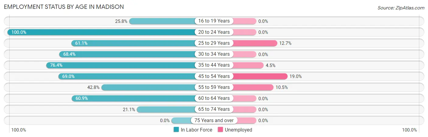 Employment Status by Age in Madison