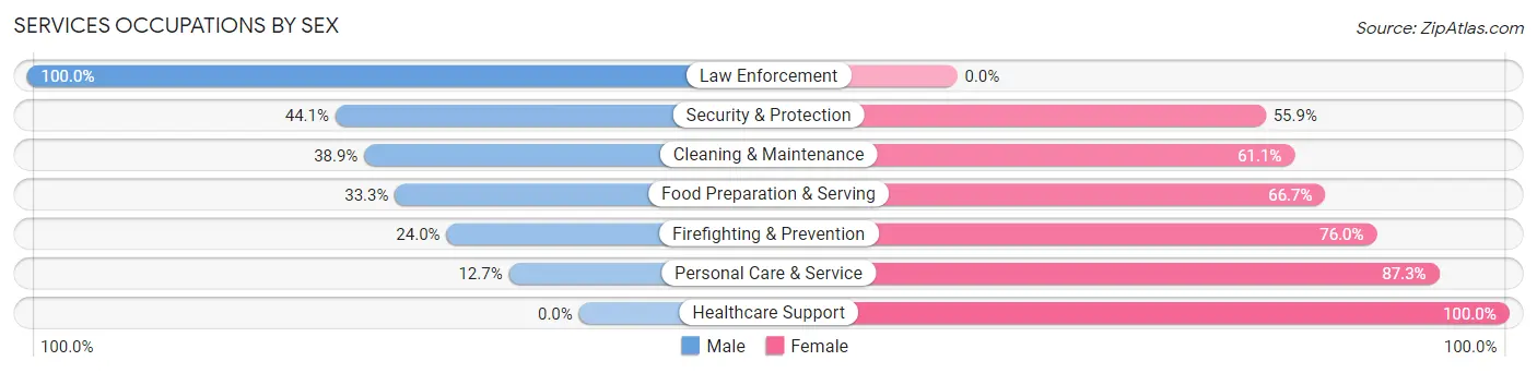 Services Occupations by Sex in Madison