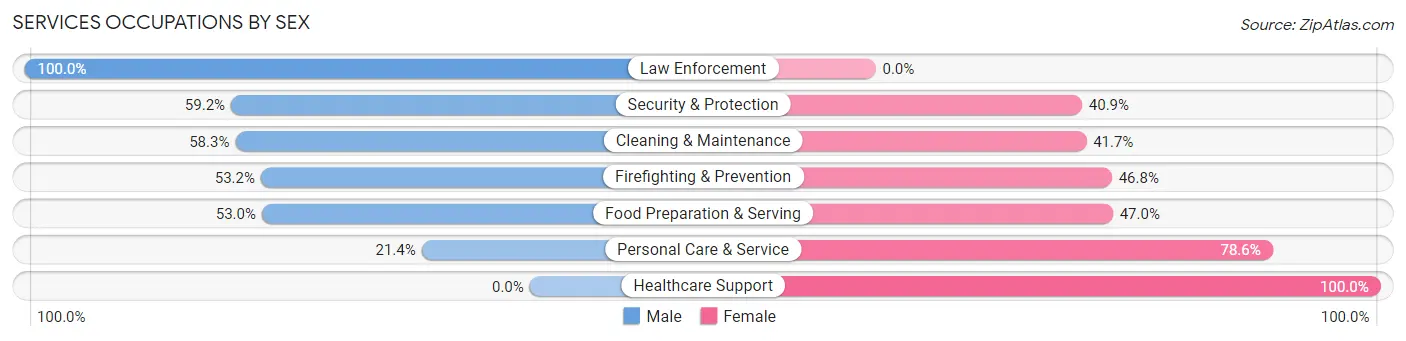 Services Occupations by Sex in Maitland