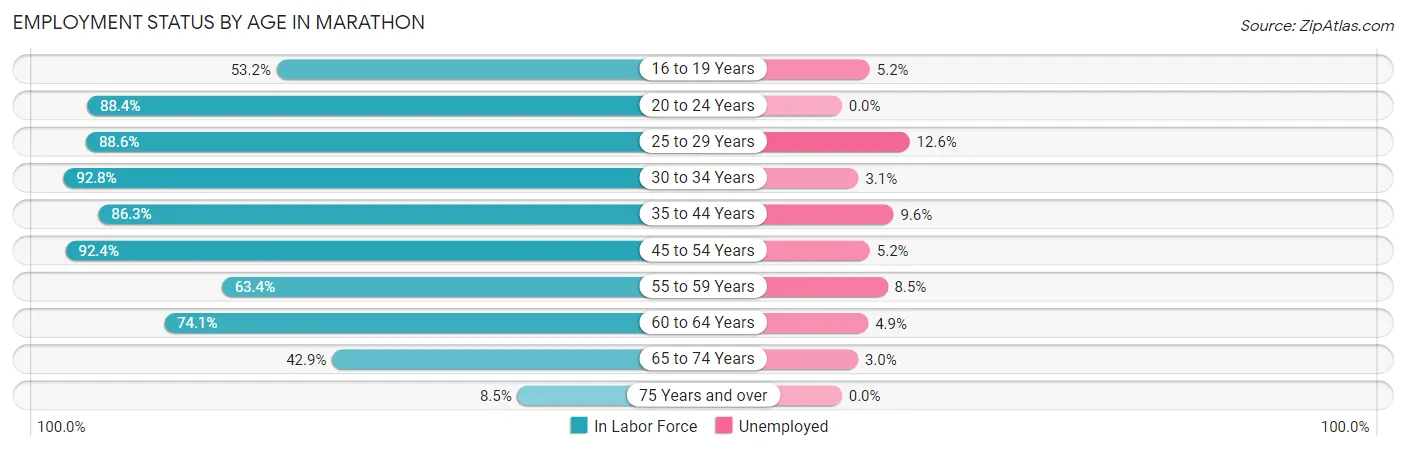 Employment Status by Age in Marathon