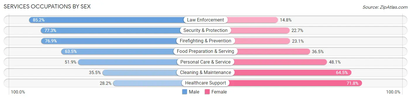 Services Occupations by Sex in Miami Beach