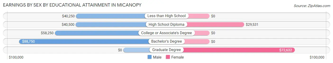 Earnings by Sex by Educational Attainment in Micanopy